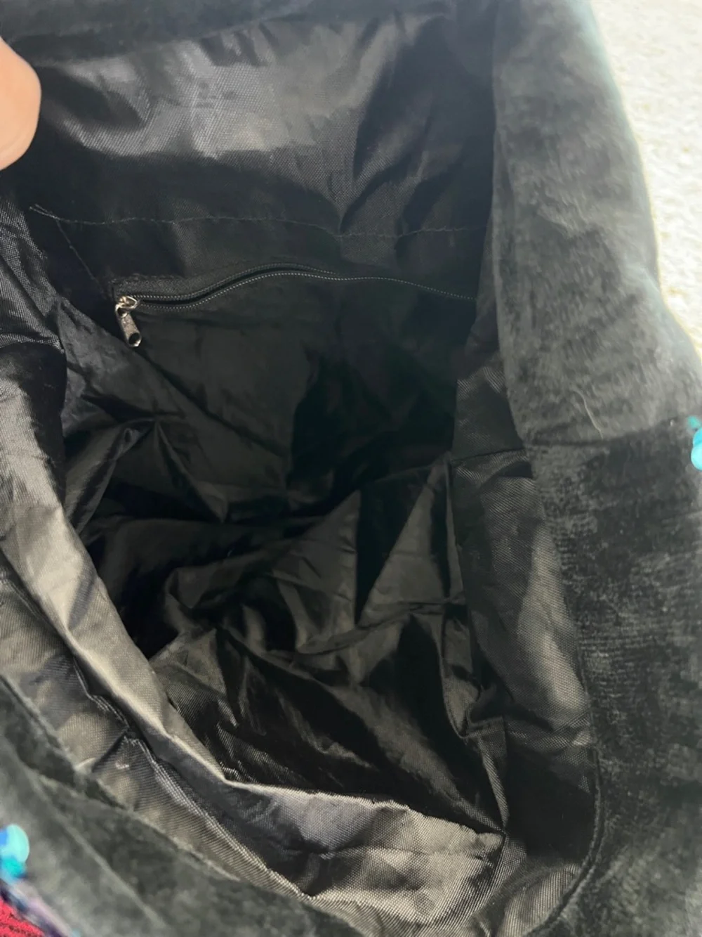 Women's Aqua Purple Sequin Mermaid Shimmer Drawstring BackPack Inner Zip Pocket - Picture 3 of 5